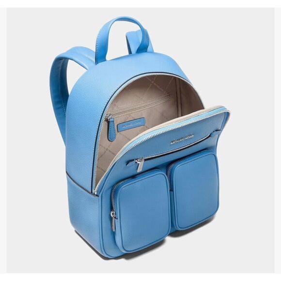 Michael Kors Jet Set Medium PVC Fashion Pocket Function Backpack Bag Blue $558 - Picture 7 of 10